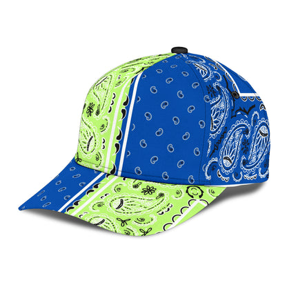 Classic Cap - Bandana Style Lime Cobalt Panels