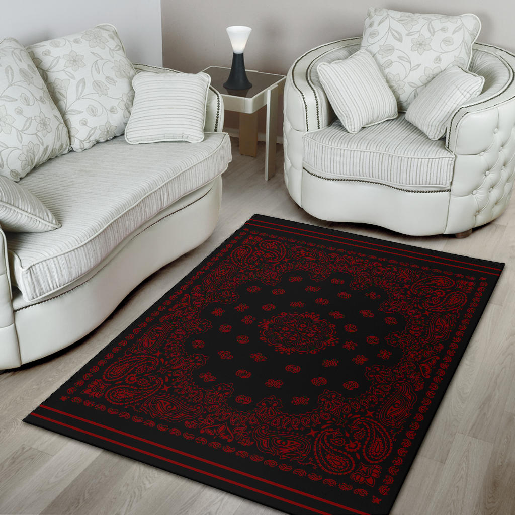 Area Rug One - Maroon on Black