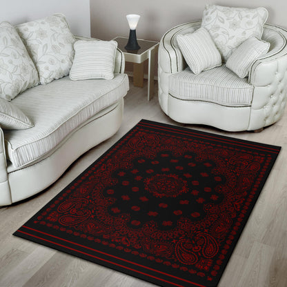 Area Rug One - Maroon on Black