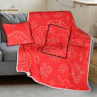 Pillow Blanket - Red with Light Paisley