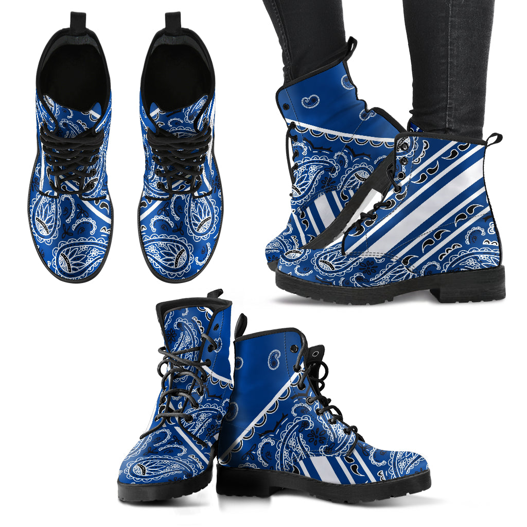 Bold Stripe Leather Navy Bandana Boot