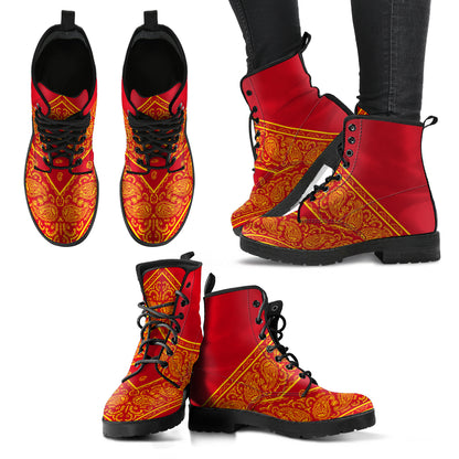 Flying V Red and Gold Leather Bandana Boot