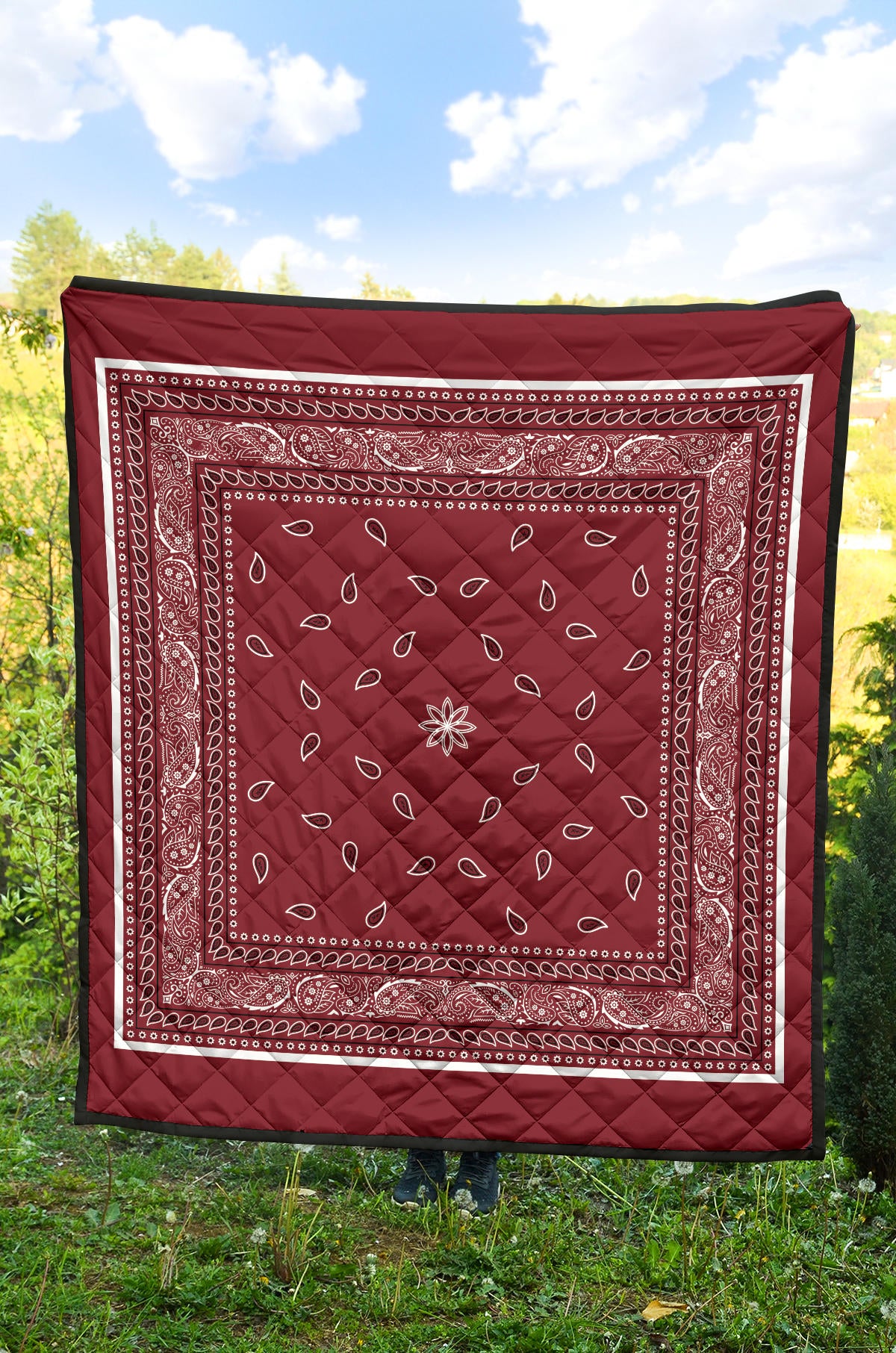 Quilt 4 Black White Maroon Bandana Quilt