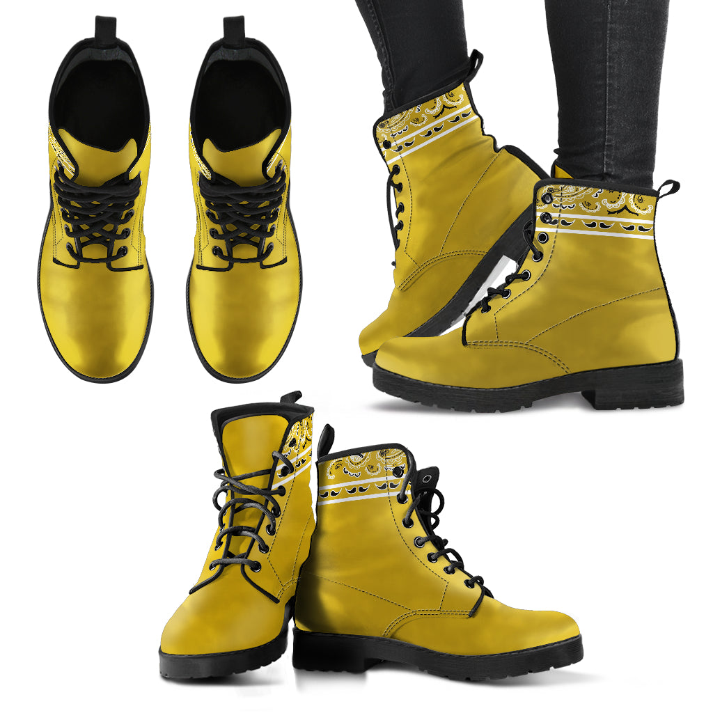 Banded Gold Leather Bandana Boot