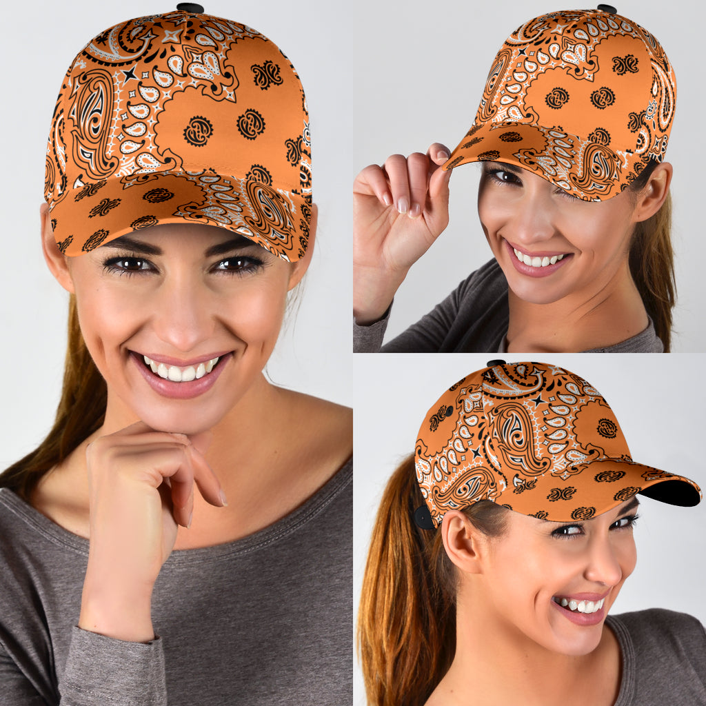 Classic Cap 2 - Black on Orange All Over Design