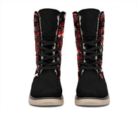 Women's Winter Boot - Black and Red Paisley