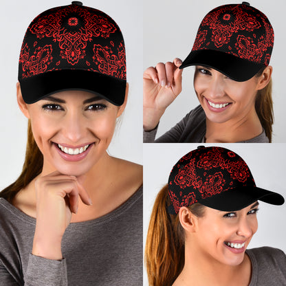 Classic Cap 3 - Red Black Bandana Black Bill