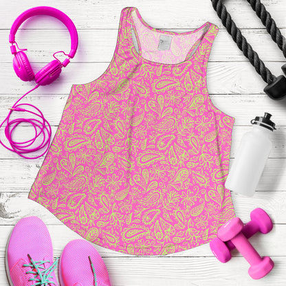 Women's Racerback Tank - Lime on Pink