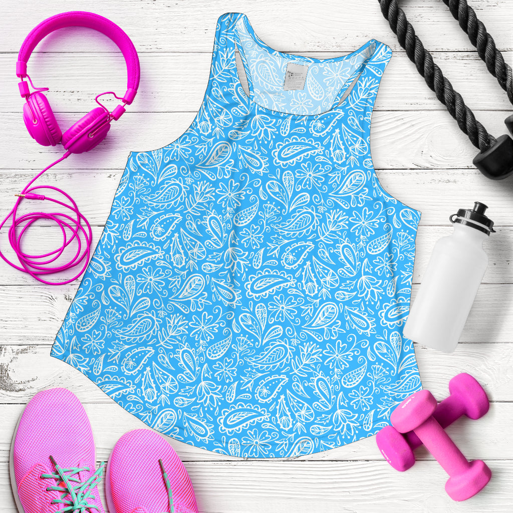 Women's Racerback Tank - White on Lt Blue