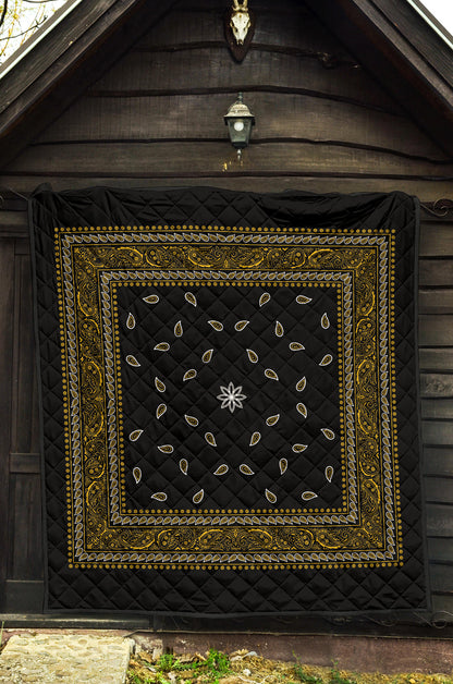 Quilt 4 Gold White and Black Bandana Quilt
