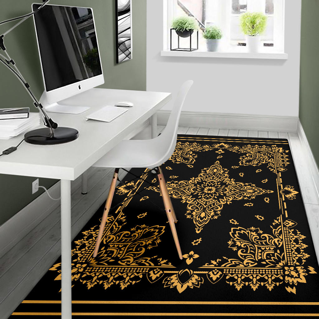 Area Rug Two - Peach on Black