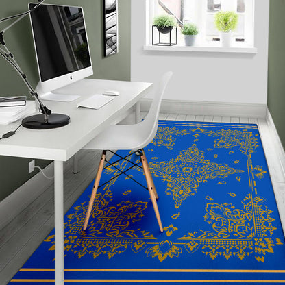 Area Rug Two - Gold on Cobalt