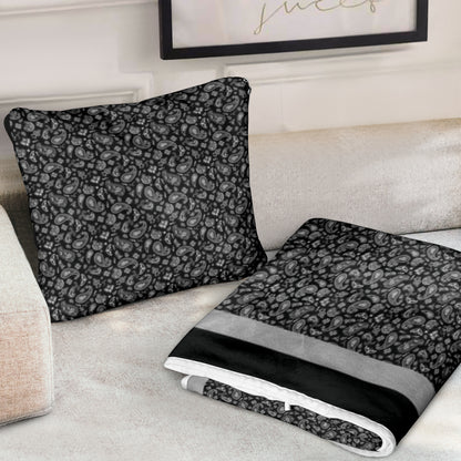 Pillow Blanket - Black with Gray