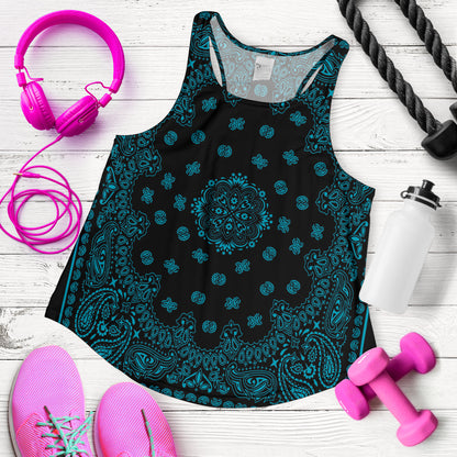 Women's Racerback Tank - Dark Teal on Black
