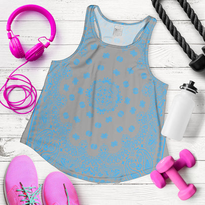 Women's Racerback Tank - Lt Blue on Gray