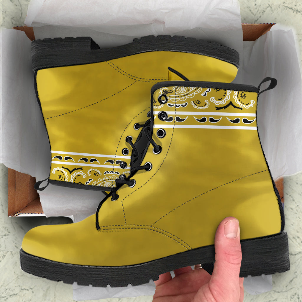 Banded Gold Leather Bandana Boot