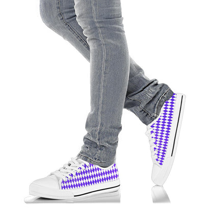 Low Top Sneakers - Purple and White Diamonds