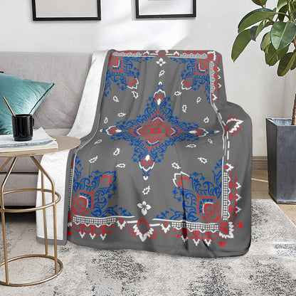 Ultra Plush 3 RWB on Gray Bandana Throw Blanket