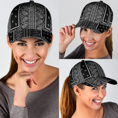 Classic Cap - 6 Square White on Black