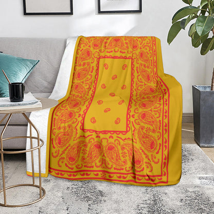 Ultra Plush Throw Red on Gold Bandana Throw Blanket