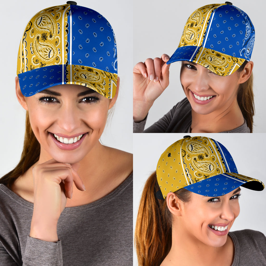 Classic Cap - Bandana Style Cobalt Gold Panels