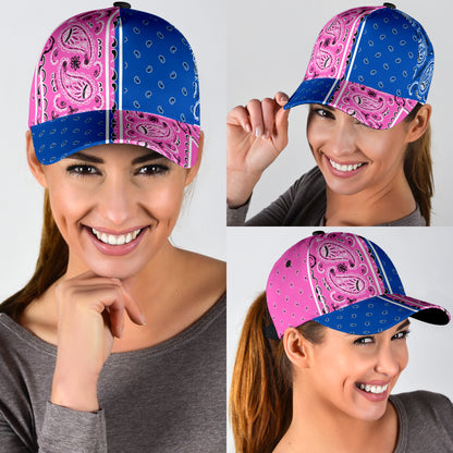 Classic Cap - Bandana Style Pink Blue Panels