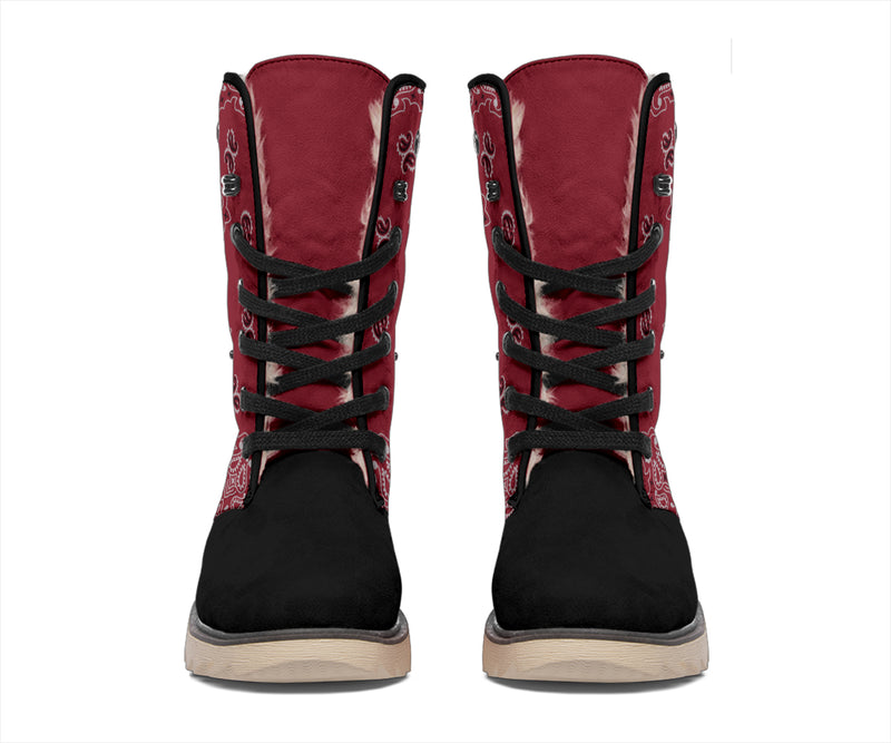 Women's Winter Boots - Bandana3 Maroon & Black