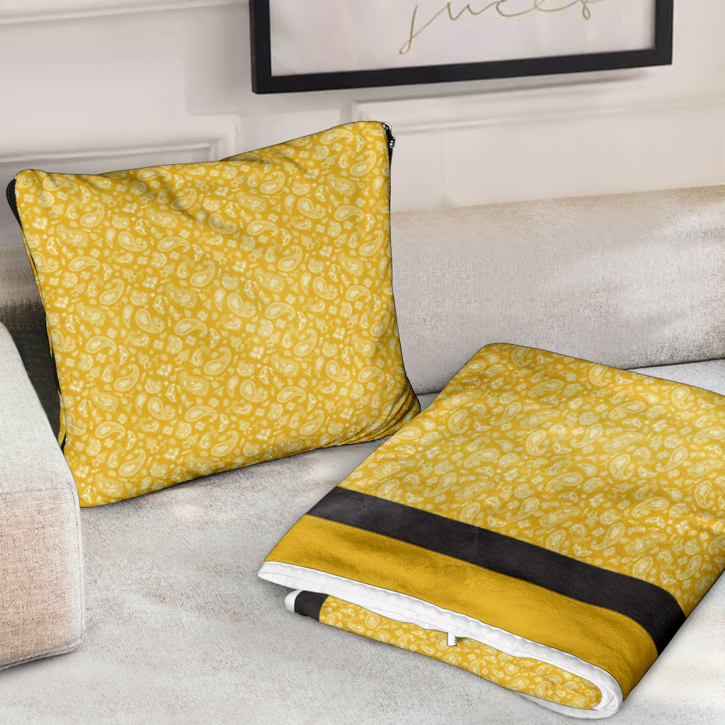 Pillow Blanket - Gold with Black