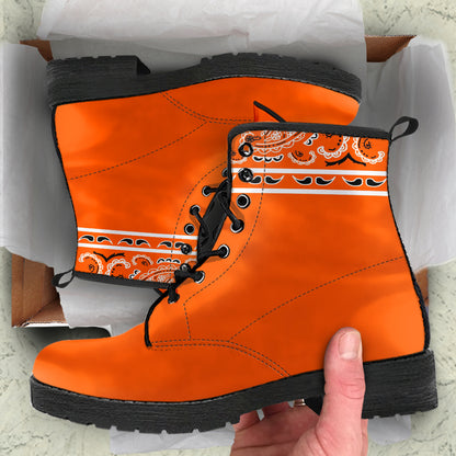 Banded Orange Leather Bandana Boot