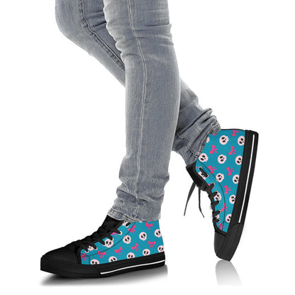 High Top Sneakers - Skulls and Bows Teal