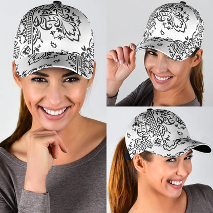 Classic Cap 3 - Black on White All Over Design