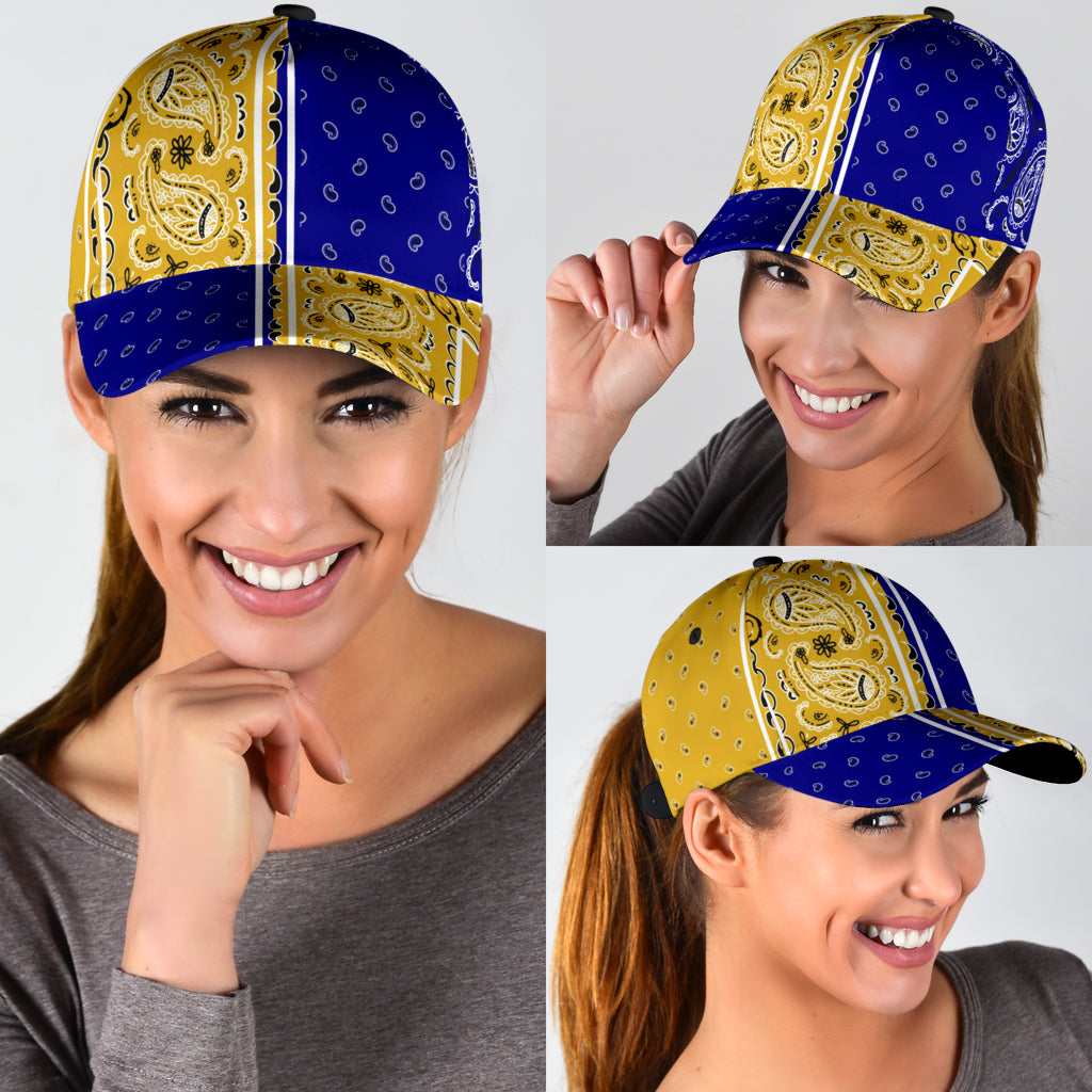 Classic Cap - Navy and Gold Bandana Panels