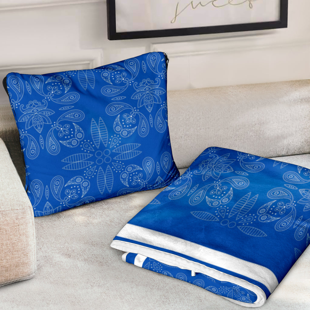 Pillow Blanket - Blue and White