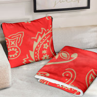 Pillow Blanket - Red and Gold Paisley