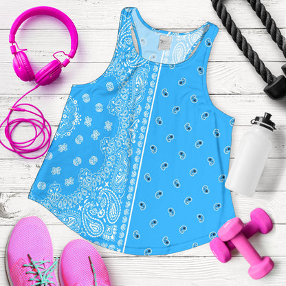 Women's Racerback Tank - Offset White on Lt Blue