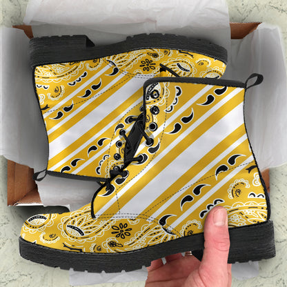 Bold Stripe Gold Leather Bandana Boot