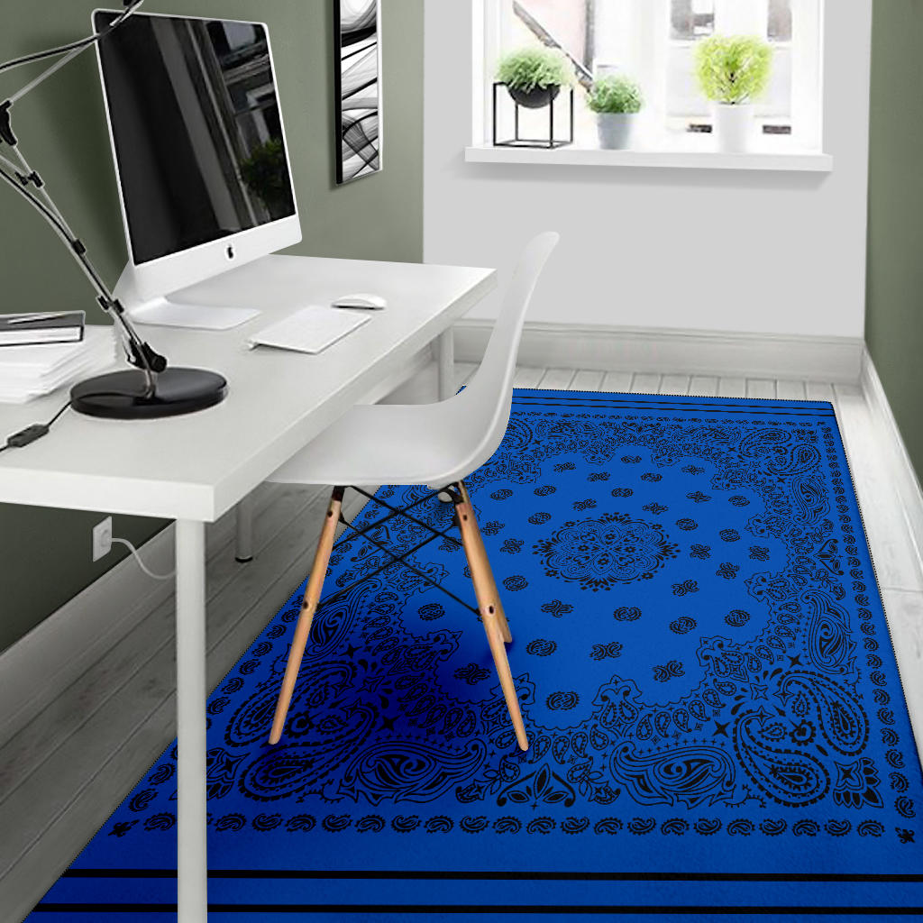 Area Rug One - Black on Cobalt