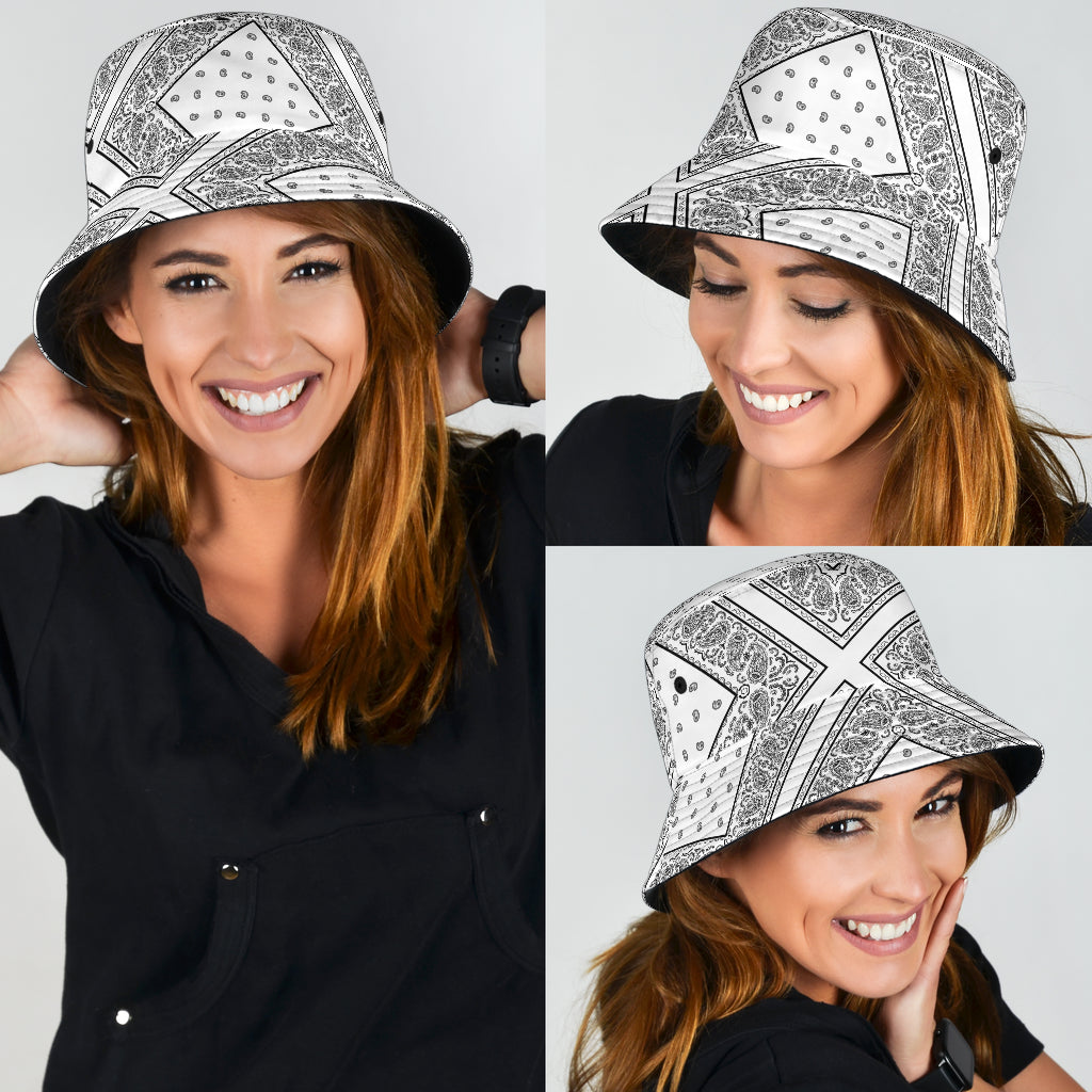 white bucket hat