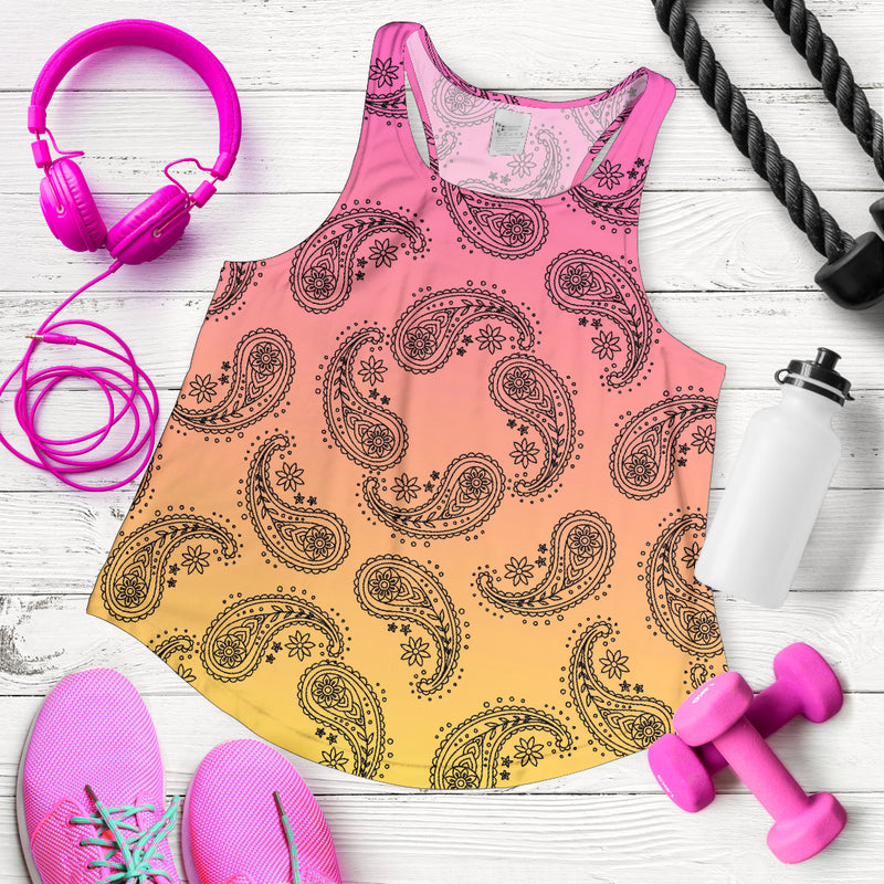 Women's Racerback Tank - Swirl Pink to Yellow