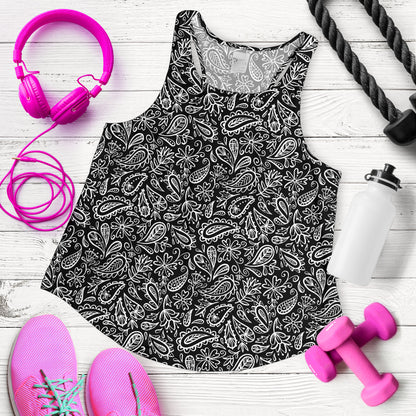 Women's Racerback Tank - Black Paisley