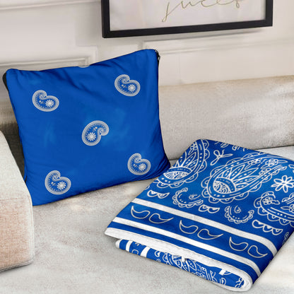 Pillow Blanket - Traditional Blue and White
