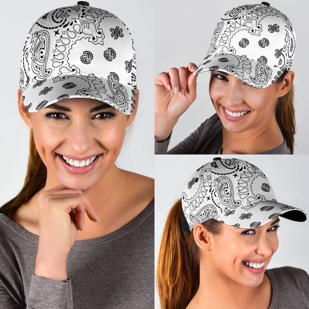 Classic Cap -2- Black on White All Over Design
