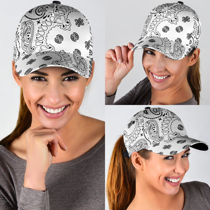 Classic Cap -2- Black on White All Over Design