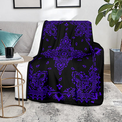 Ultra Plush 3 Violet on Black Bandana Throw Blanket