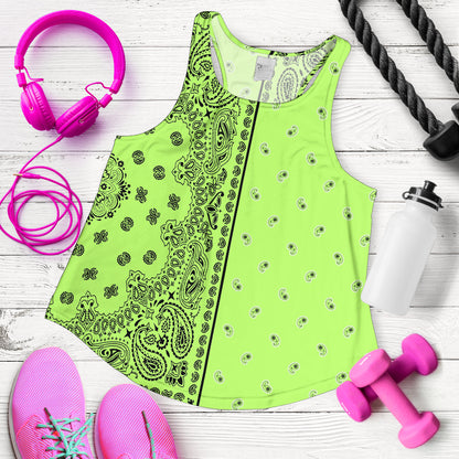 Women's Racerback Tank - Offset Black on LIme