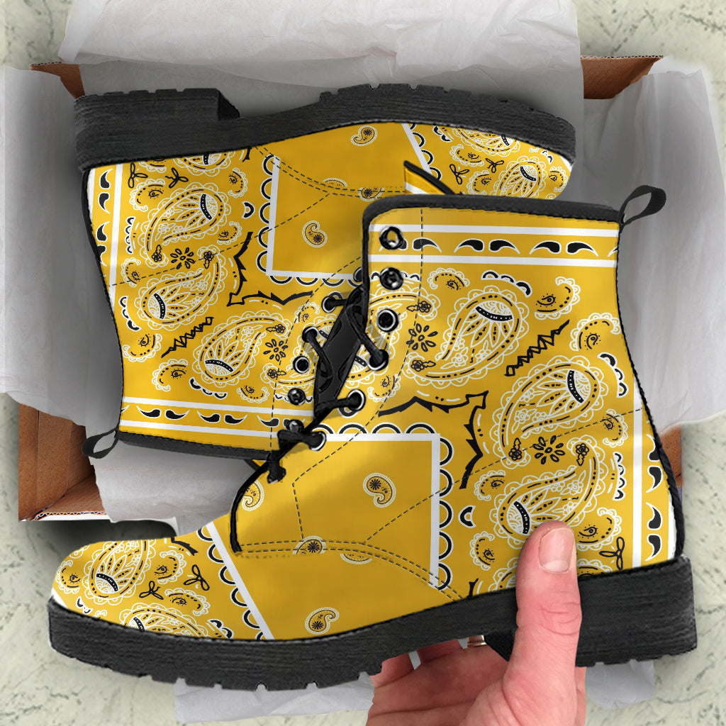 Women's Leather Bandana Boot - Gold