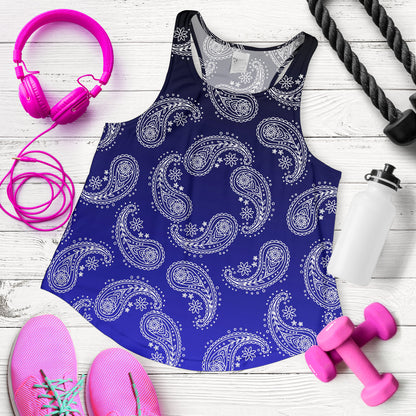 Women's Racerback Tank - Swirl Blk to Blue
