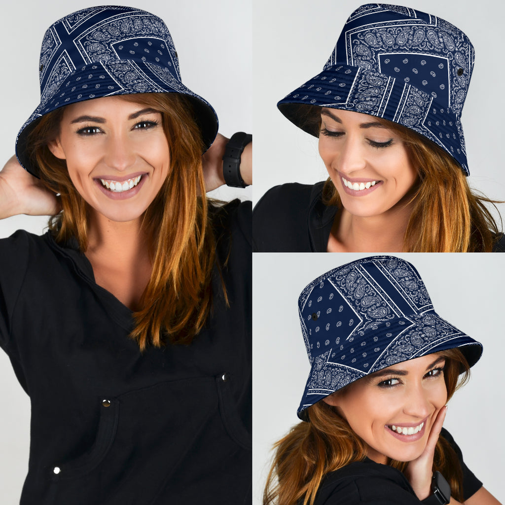 Navy Blue Bandana Bucket Hat