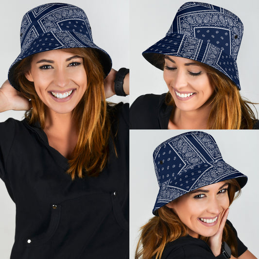 Navy Blue Bandana Bucket Hat