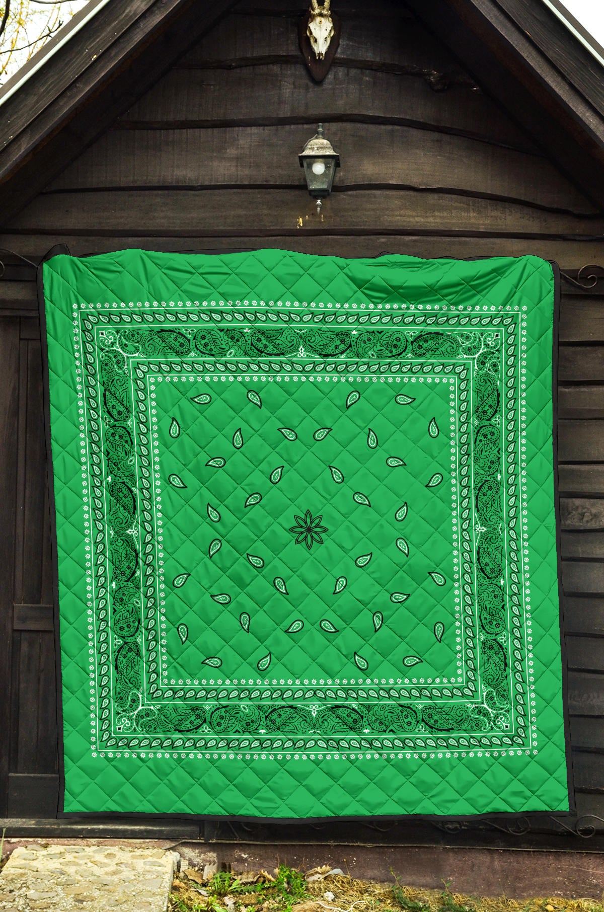Quilt 4 Black on Green Bandana Quilt